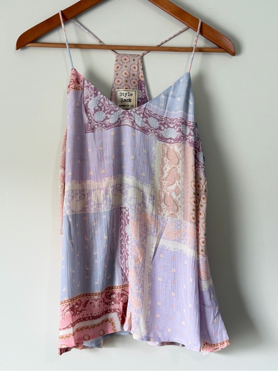 Style Rack Tops - Style Rack Soft Pastel Patchwork Cami - Lavender & Peach
